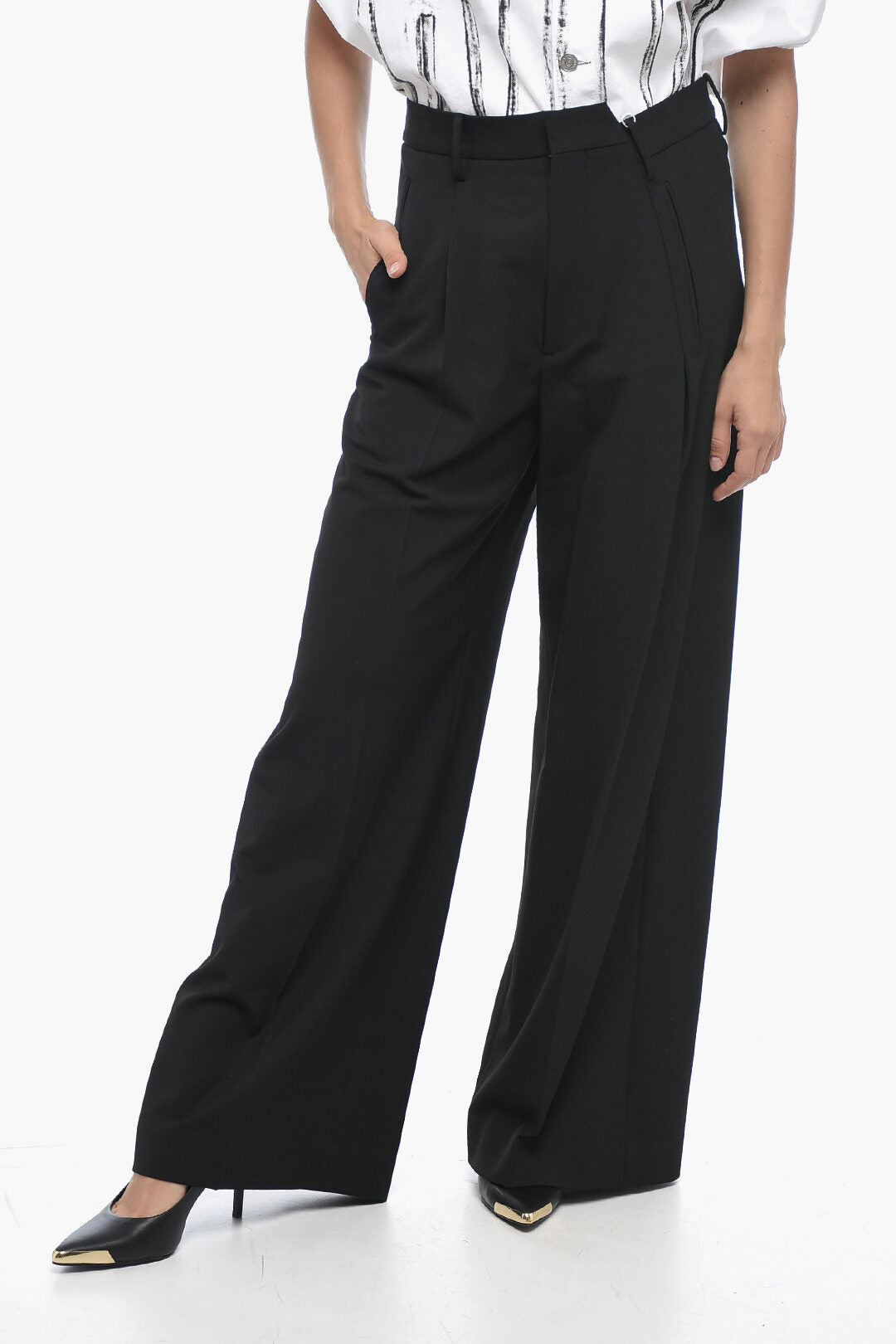 Maison Margiela – MM6 Wide-leg Pleated Pants – Women – Glamood Outlet
