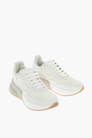 leather and fabric sneakers