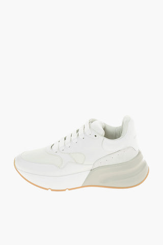 leather and fabric sneakers