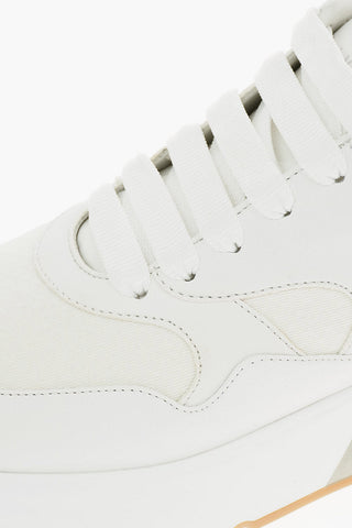 leather and fabric sneakers