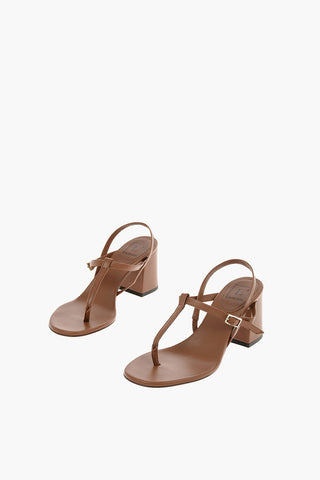 6.5 cm leather T-strap sandals