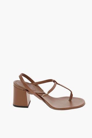 6.5 cm leather T-strap sandals