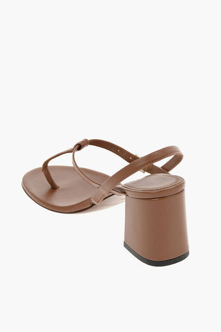 6.5 cm leather T-strap sandals