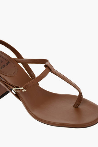 6.5 cm leather T-strap sandals