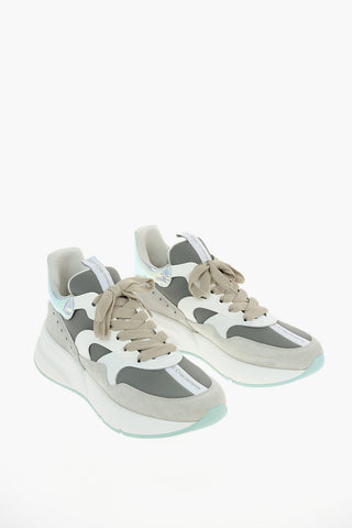 leather and fabric sneakers