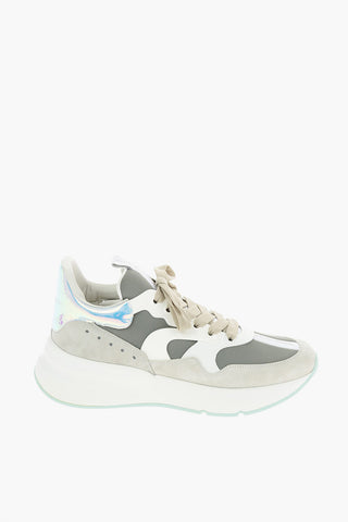 leather and fabric sneakers