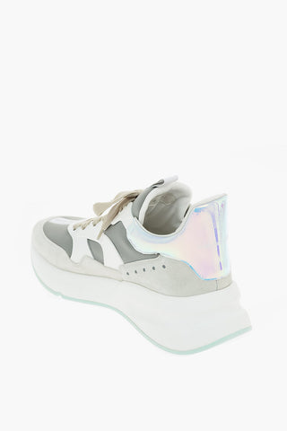 leather and fabric sneakers