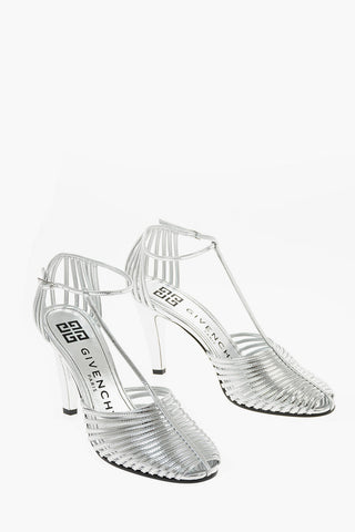 10cm leather LOOK BOOK Peep Toe T-strap sandals