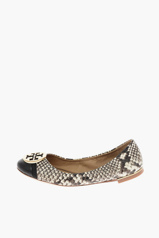 snake print leather Ballet flats