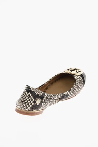snake print leather Ballet flats