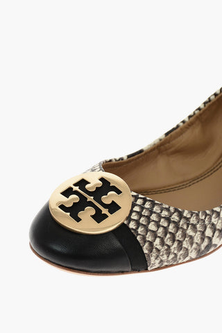 snake print leather Ballet flats