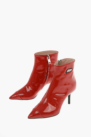 Tronchetto in pelle lucida con zip laterale 7cm