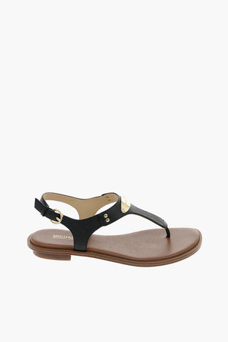 leather MK PLATE thong sandals