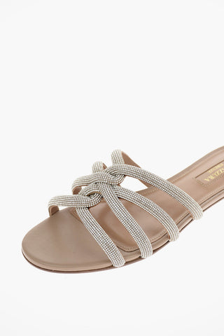 leather MOONDUST Sandals with rhinestone embellished