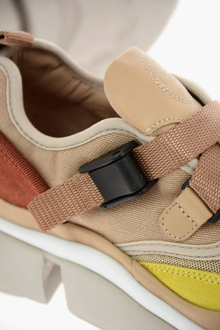 leather and fabric sneakers