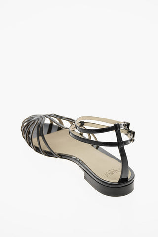 Sandali bassi ankle-strap ELENA in pelle lucida