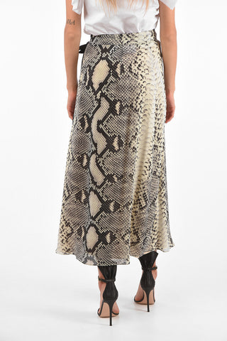 snake-print maxi pencil skirt