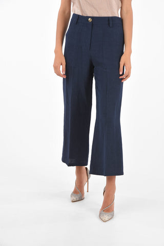 flax blend Mid-rise waist palazzo Crop pants