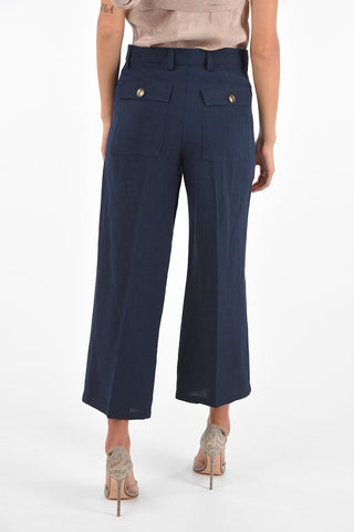 flax blend Mid-rise waist palazzo Crop pants