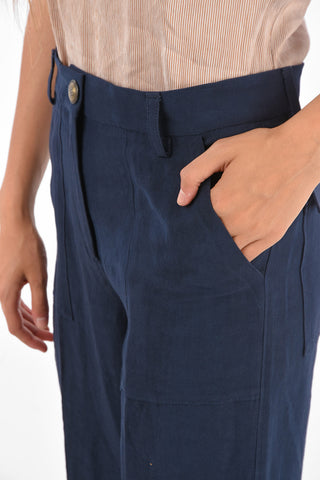 flax blend Mid-rise waist palazzo Crop pants