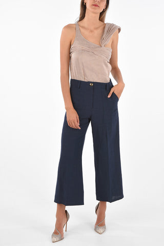 flax blend Mid-rise waist palazzo Crop pants