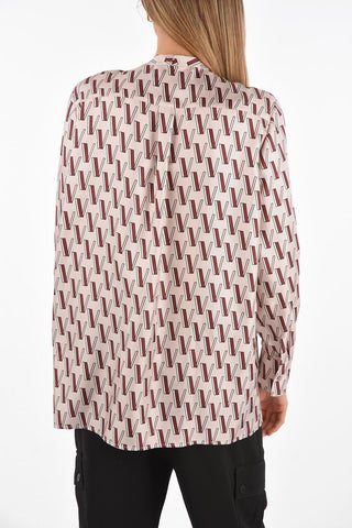 GARAVANI Monogram Printed Tie Neck Blouse