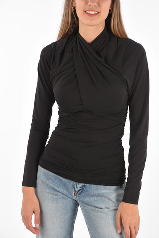 Top Drappeggiato GEORGINA a Maniche Lunghe 