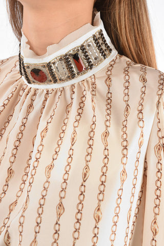 silk blouse with jewel collar