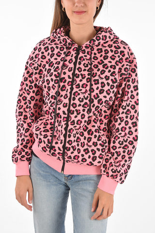Cheetah-Printed Full Zip Sweatshirt