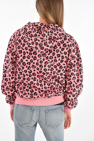 Cheetah-Printed Full Zip Sweatshirt