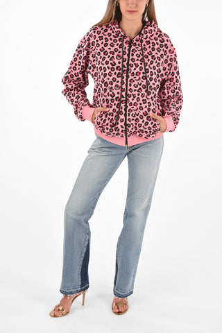 Cheetah-Printed Full Zip Sweatshirt