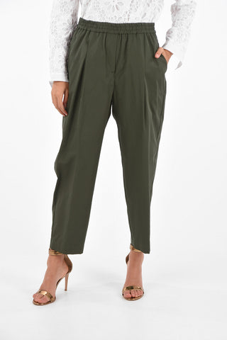 pantalone a una pince Crop con coulisse in vita