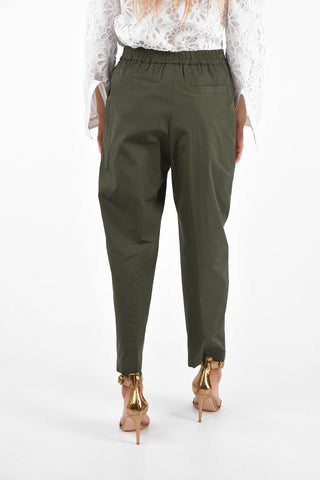 pantalone a una pince Crop con coulisse in vita