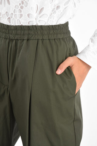pantalone a una pince Crop con coulisse in vita