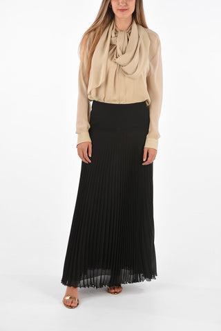 side-zip fastening maxi accordion skirt
