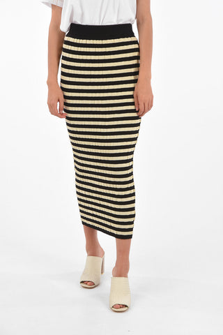 Striped Midi Pencil Skirt