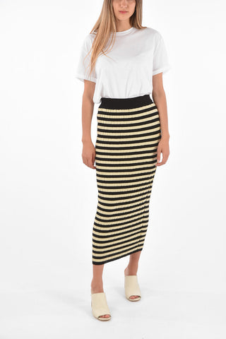 Striped Midi Pencil Skirt