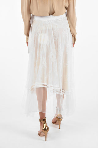 Tulle maxi skirt with lace