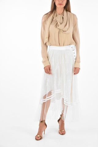 Tulle maxi skirt with lace