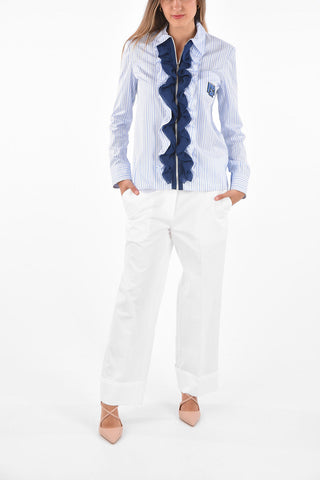 high-rise waist cuffed hem trousers