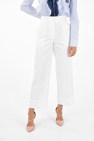 high-rise waist cuffed hem trousers
