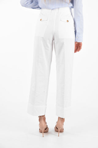 high-rise waist cuffed hem trousers