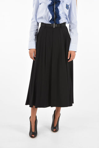 high-rise waist midi circle skirt with belt
