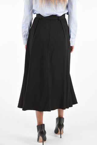 high-rise waist midi circle skirt with belt
