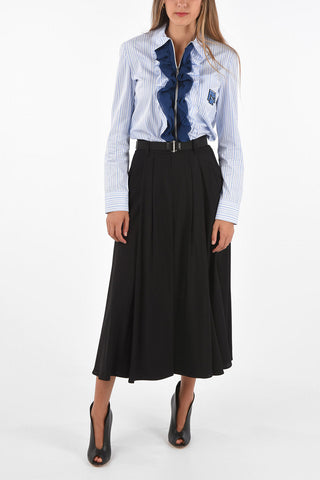 high-rise waist midi circle skirt with belt