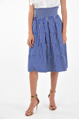 unbalanced striped drawstring waist gipsy skirt