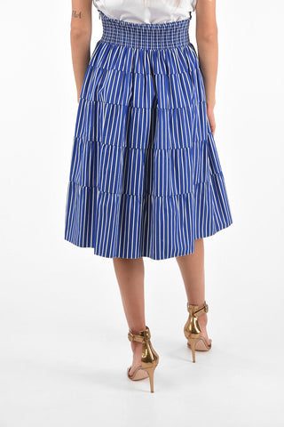 unbalanced striped drawstring waist gipsy skirt