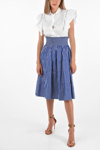 unbalanced striped drawstring waist gipsy skirt