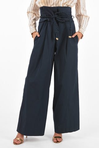 pantalone palazzo a vita alta con cintura