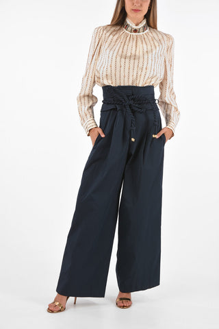 pantalone palazzo a vita alta con cintura